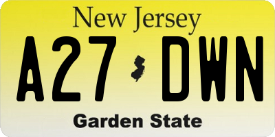 NJ license plate A27DWN