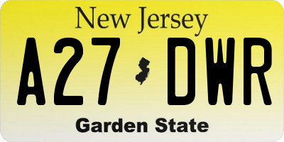 NJ license plate A27DWR