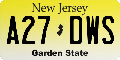 NJ license plate A27DWS