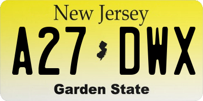 NJ license plate A27DWX
