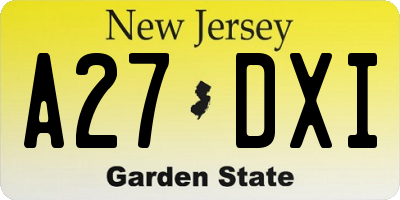 NJ license plate A27DXI