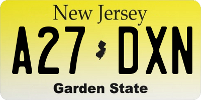 NJ license plate A27DXN