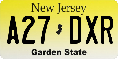 NJ license plate A27DXR