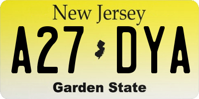 NJ license plate A27DYA