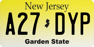 NJ license plate A27DYP