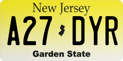 NJ license plate A27DYR