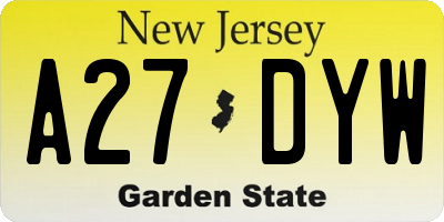 NJ license plate A27DYW