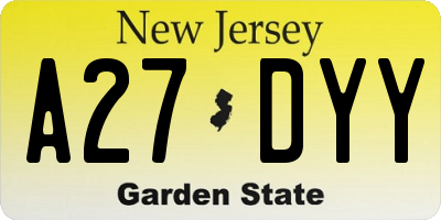 NJ license plate A27DYY