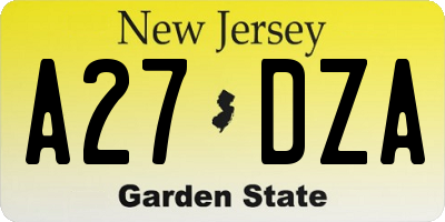 NJ license plate A27DZA