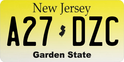 NJ license plate A27DZC