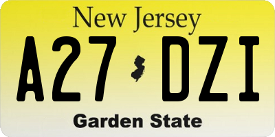 NJ license plate A27DZI