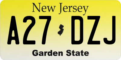 NJ license plate A27DZJ