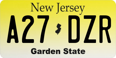 NJ license plate A27DZR
