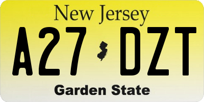 NJ license plate A27DZT