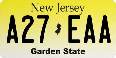 NJ license plate A27EAA