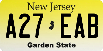 NJ license plate A27EAB