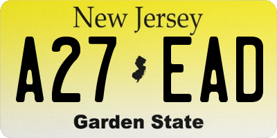 NJ license plate A27EAD