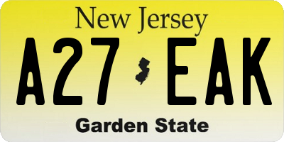 NJ license plate A27EAK
