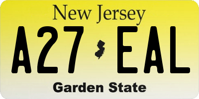 NJ license plate A27EAL