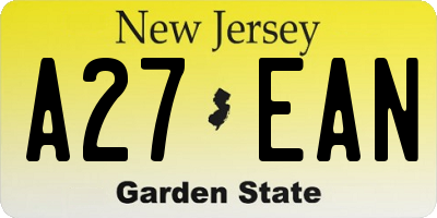NJ license plate A27EAN
