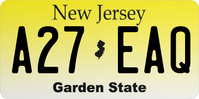 NJ license plate A27EAQ