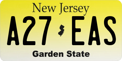NJ license plate A27EAS