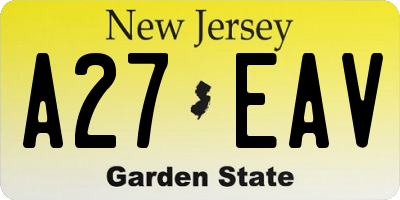 NJ license plate A27EAV
