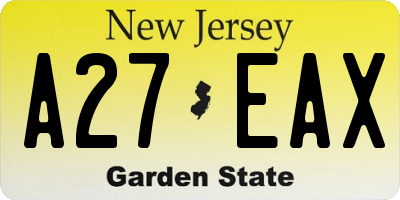 NJ license plate A27EAX