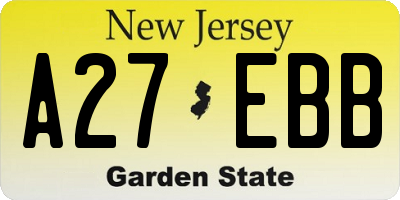 NJ license plate A27EBB