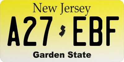 NJ license plate A27EBF