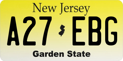 NJ license plate A27EBG