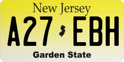 NJ license plate A27EBH
