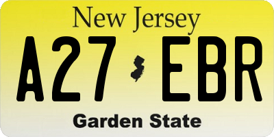 NJ license plate A27EBR