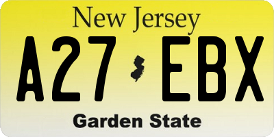 NJ license plate A27EBX