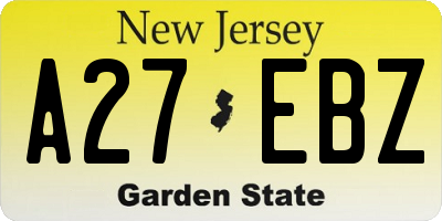 NJ license plate A27EBZ