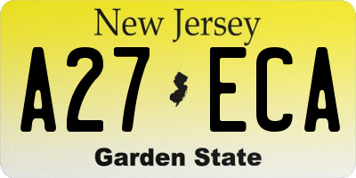 NJ license plate A27ECA