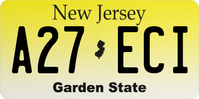 NJ license plate A27ECI
