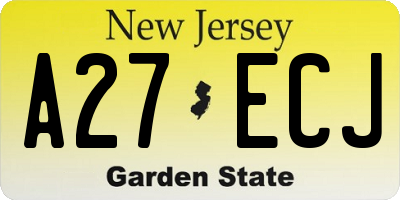 NJ license plate A27ECJ