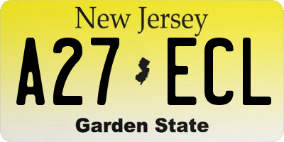 NJ license plate A27ECL