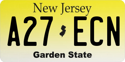 NJ license plate A27ECN