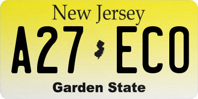 NJ license plate A27ECO