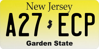 NJ license plate A27ECP