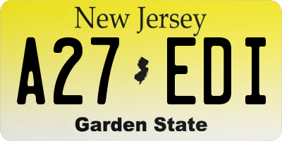 NJ license plate A27EDI