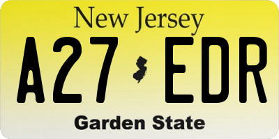 NJ license plate A27EDR