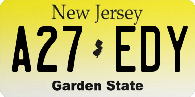 NJ license plate A27EDY