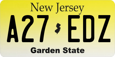 NJ license plate A27EDZ