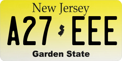 NJ license plate A27EEE
