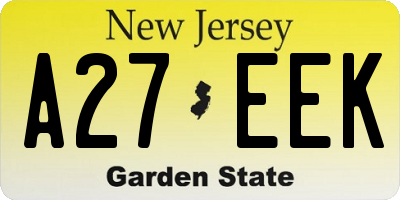 NJ license plate A27EEK