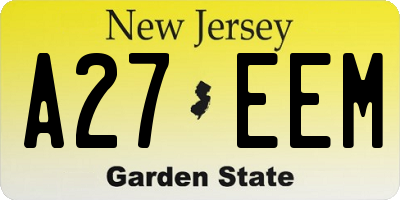NJ license plate A27EEM