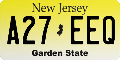 NJ license plate A27EEQ